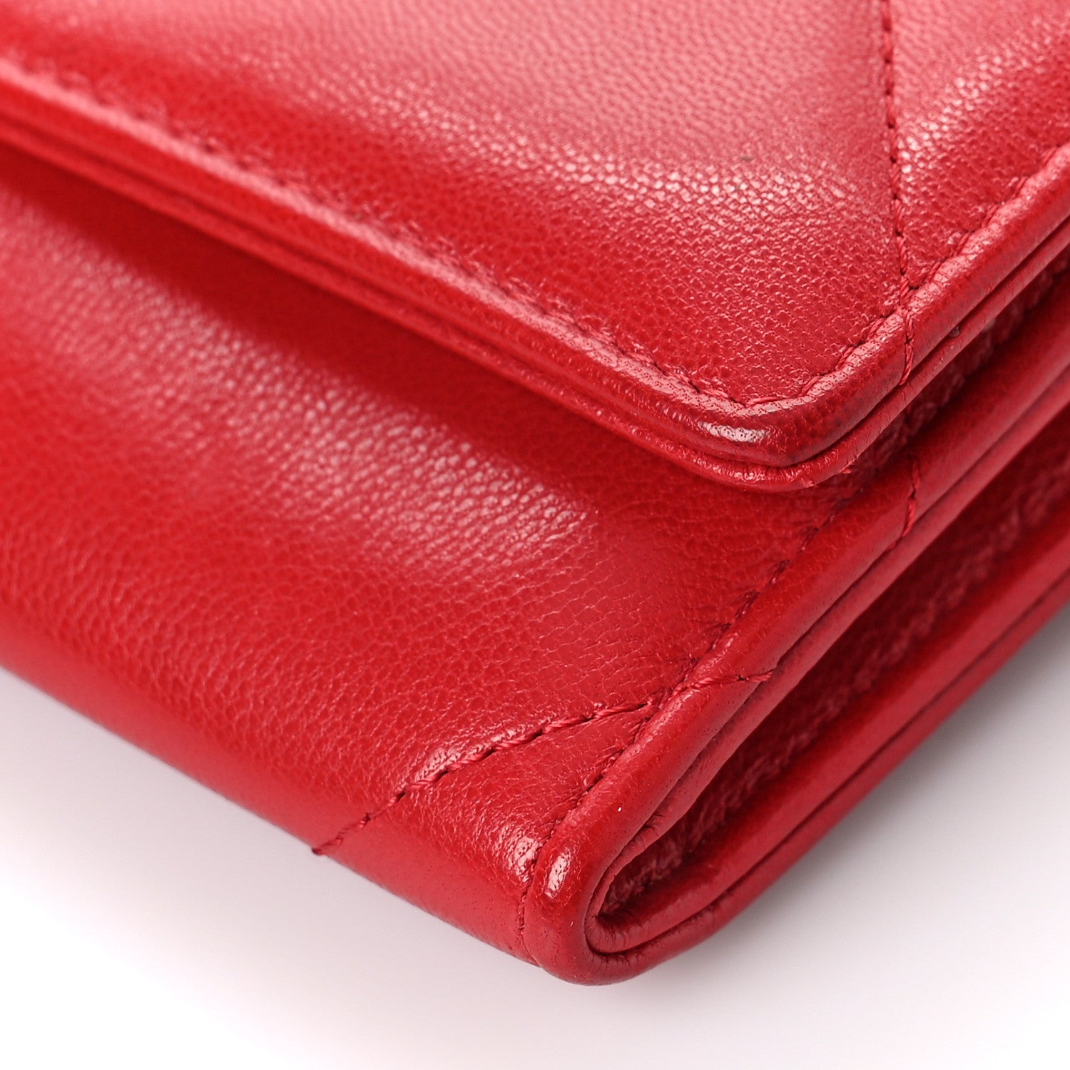 Chanel Goatskin Quilted Chanel 19 Flap Wallet Red 9 of 10