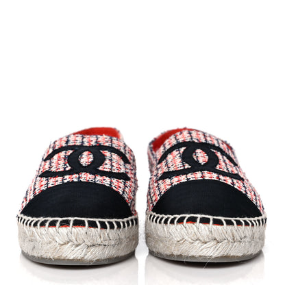 Chanel Tweed Grosgrain CC Espadrilles 36 Red Black White 2 of 10