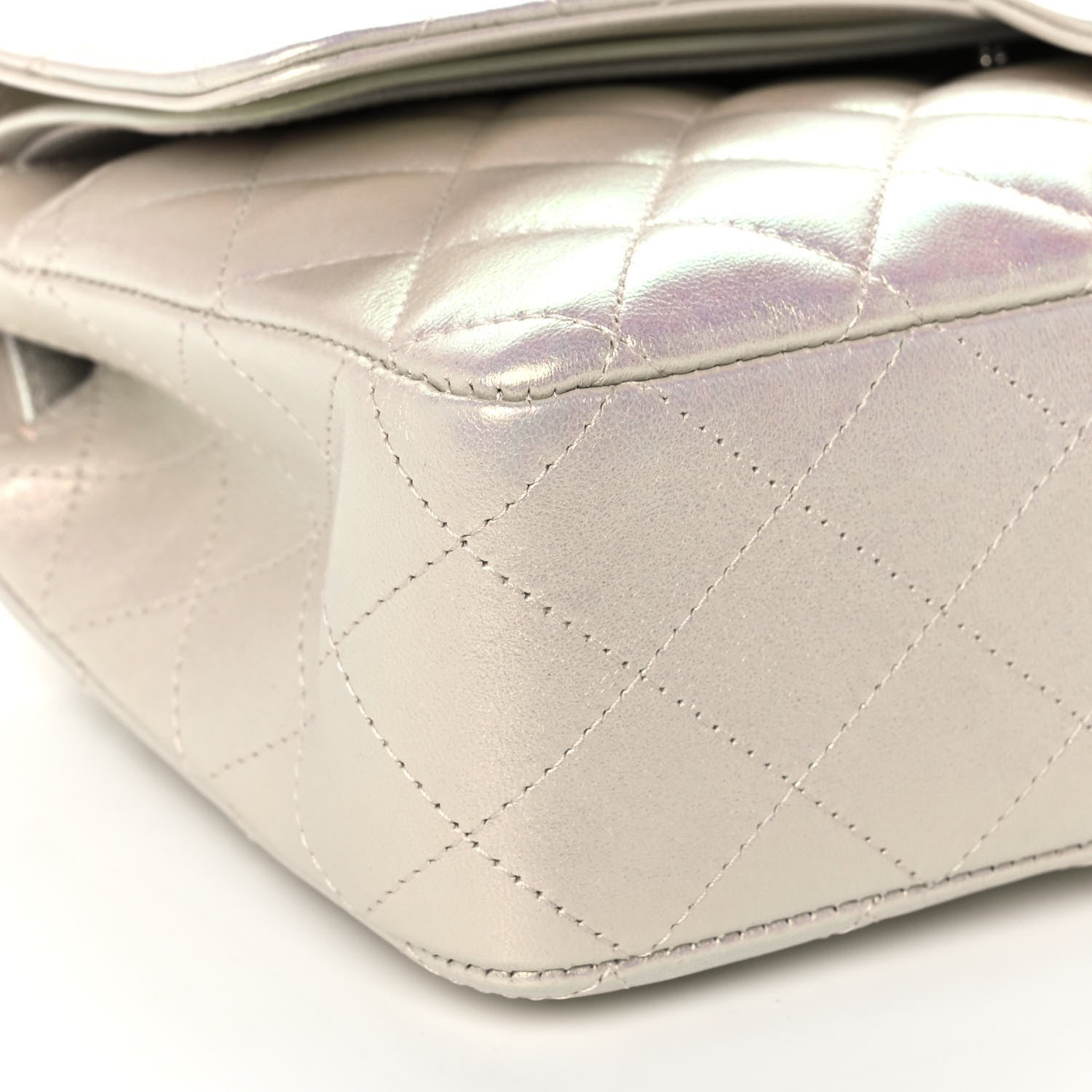 Chanel Iridescent Lambskin Quilted Medium Double Flap Ivory 9 of 11