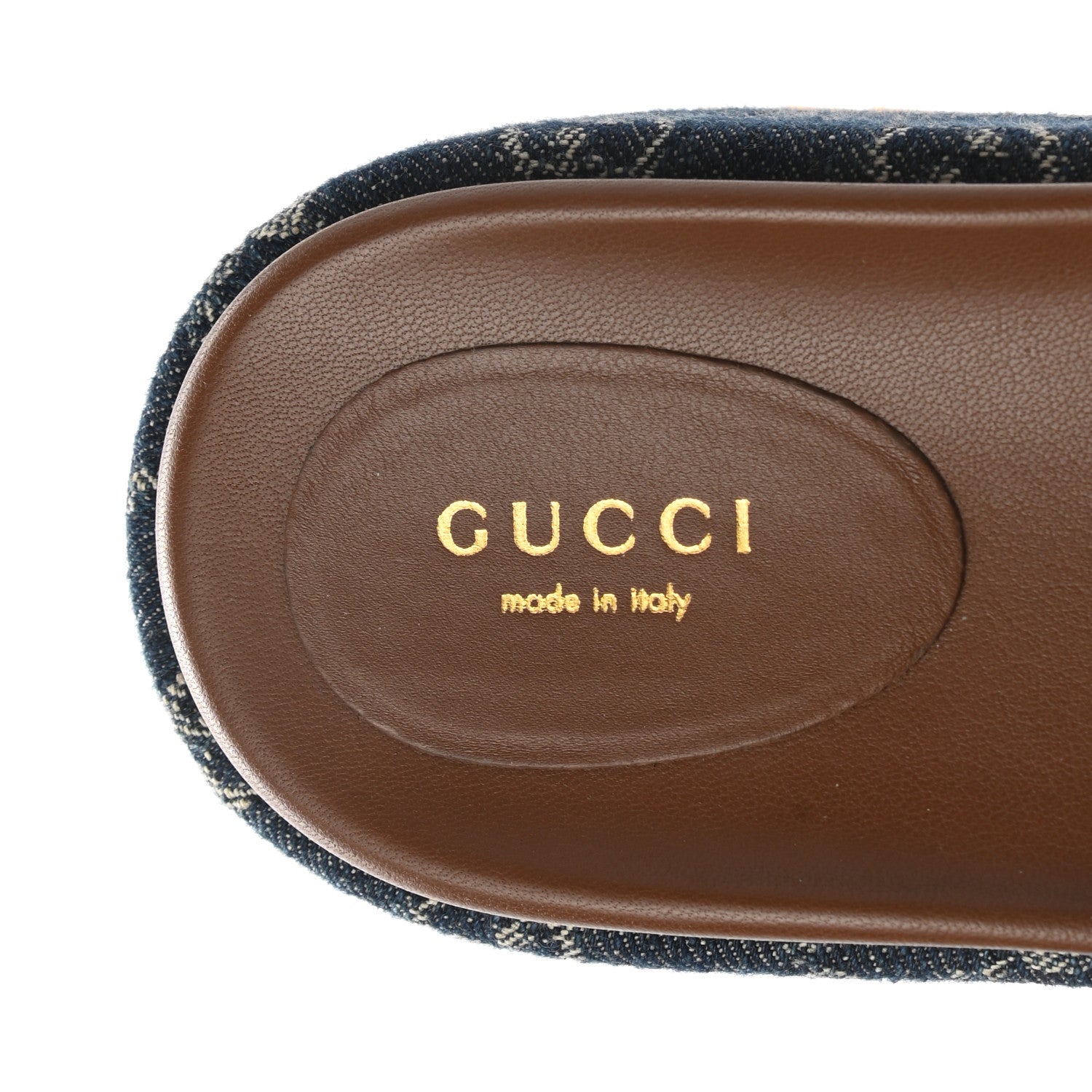 Gucci New Denim GG Monogram Angelina Platform 55mm Slide Sandals 36 Blue Tea 7 of 9