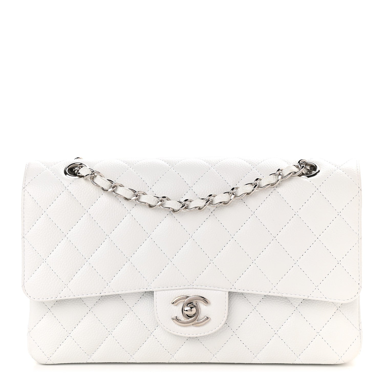 Chanel Caviar Quilted Medium Double Flap White 1 of 10