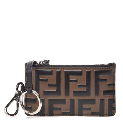 Fendi Vitello Century Bi-Color FF 1974 Embossed Coin Purse Maya Black 1 of 8