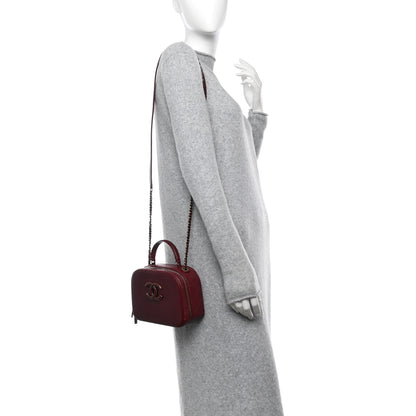 Chanel Shiny Calfskin Goatskin Quilted Small Coco Curve Vanity Burgundy 2 of 14