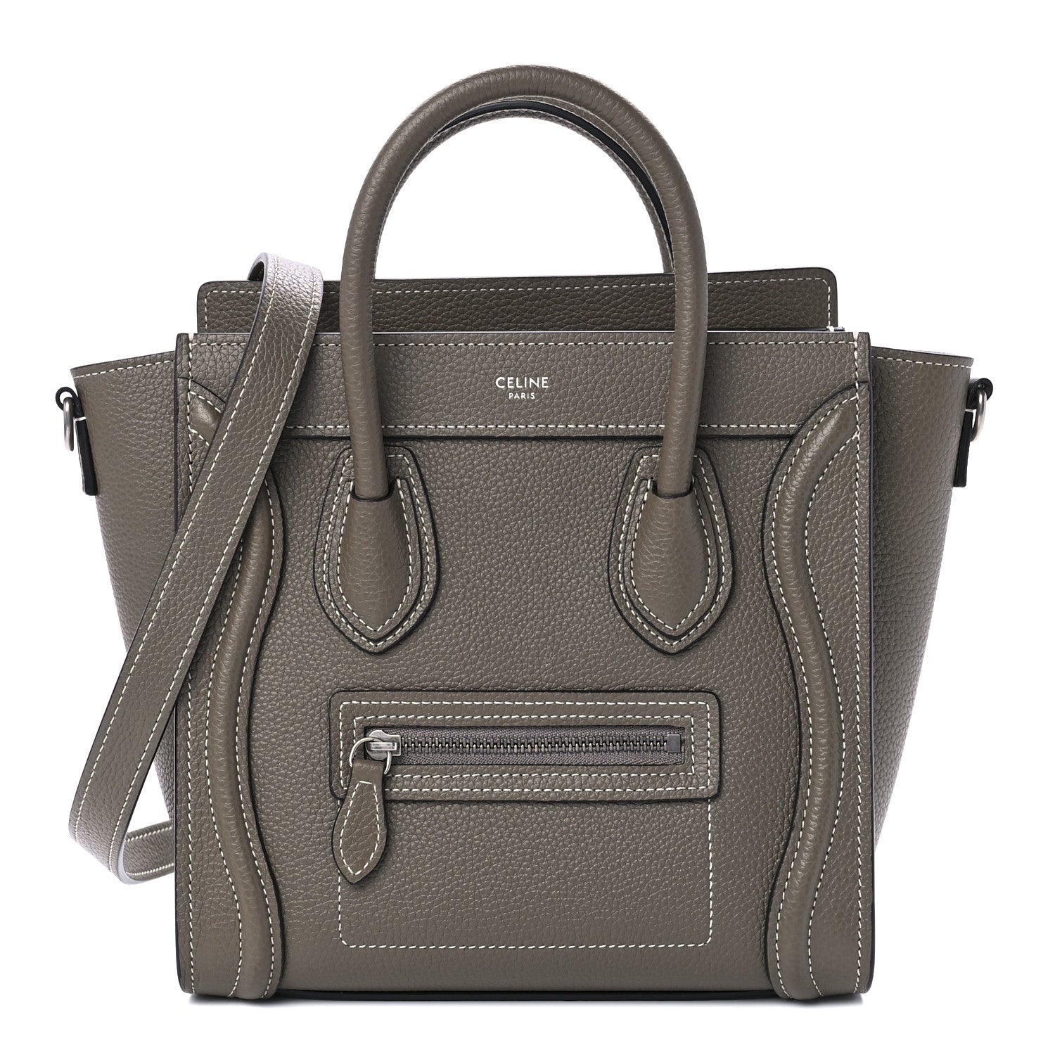 Celine Drummed Calfskin Nano Luggage Souris 1 of 12