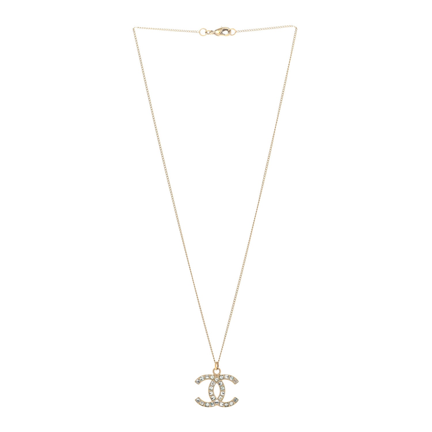 Chanel Baguette Crystal CC Necklace Light Gold 3 of 7
