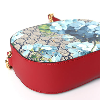 Gucci GG Supreme Monogram Blooms Mini Chain Shoulder Bag Beige Blue Navy Hibiscus Red 8 of 10