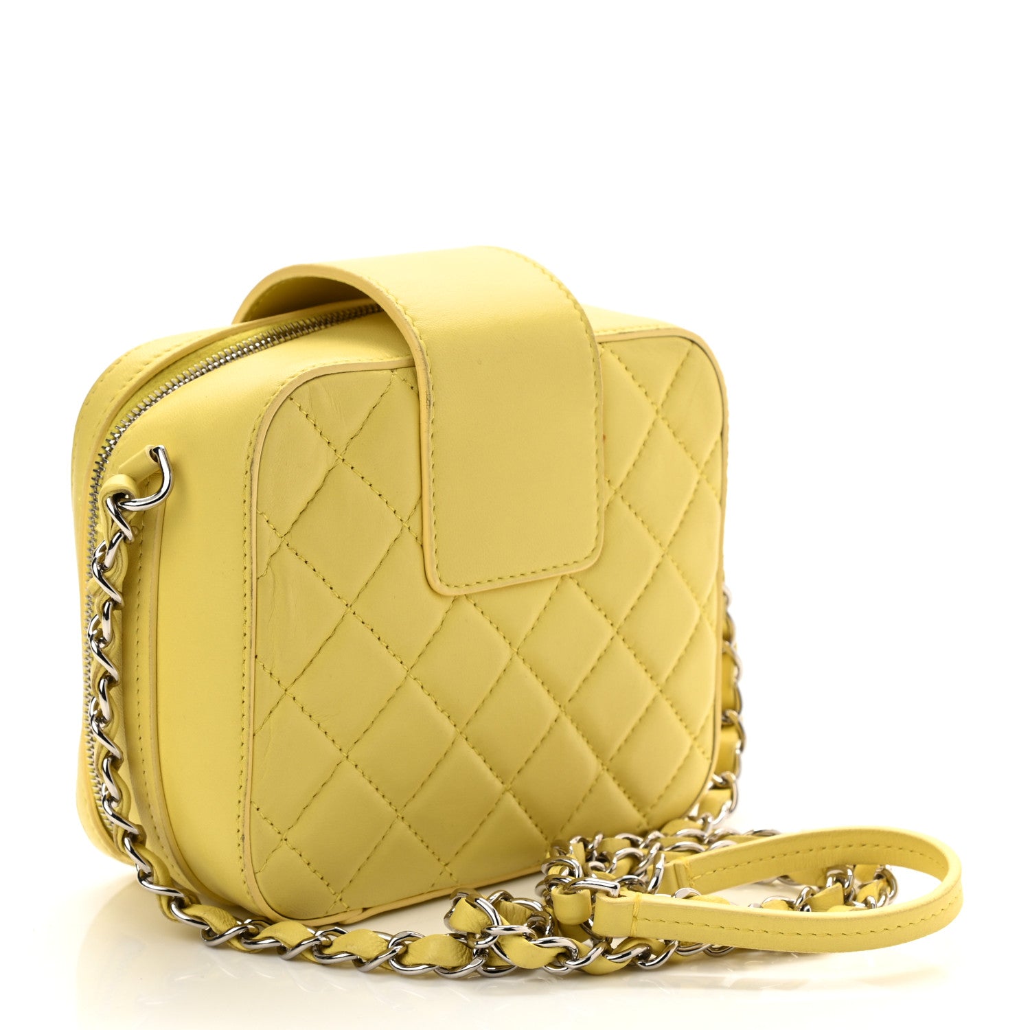 Chanel Lambskin Quilted Mini CC Box Camera Bag Yellow 2 of 9