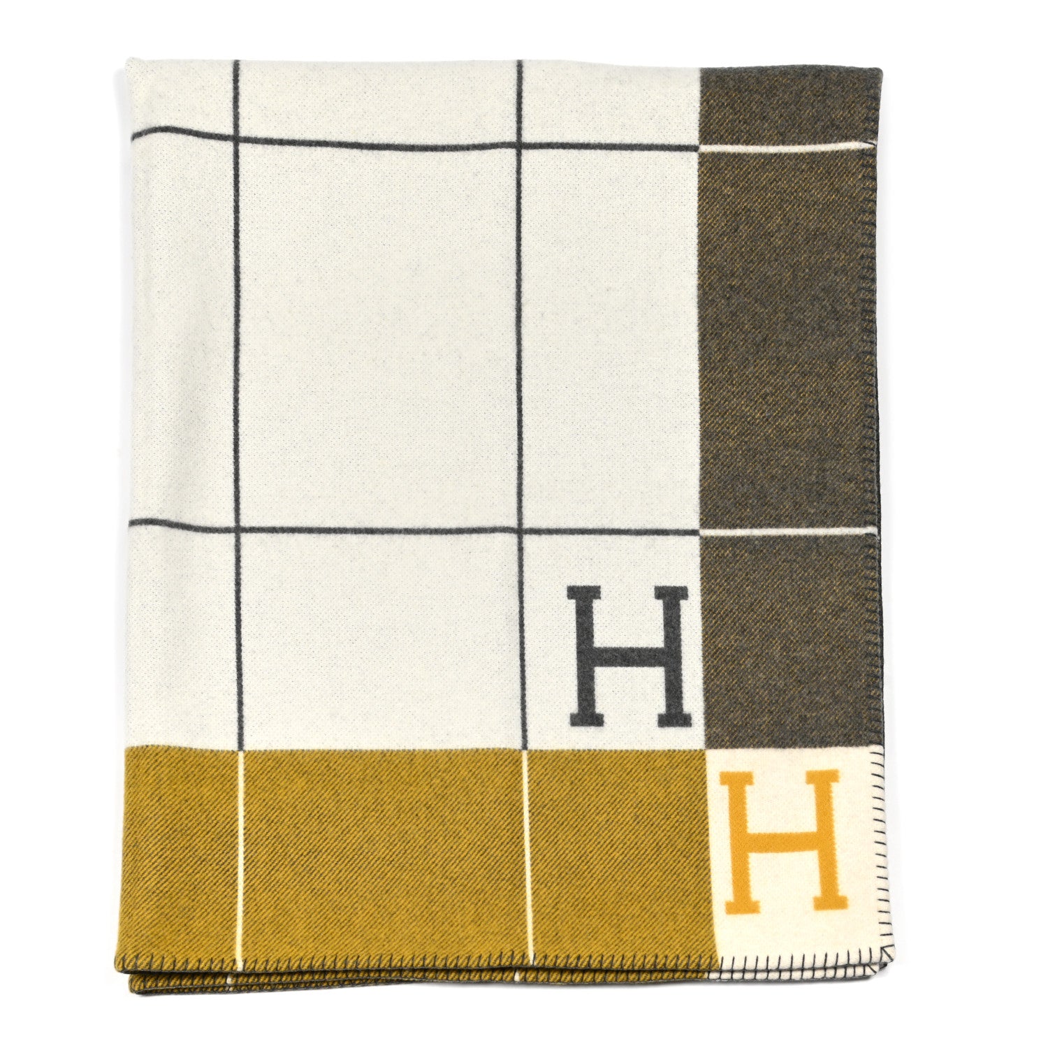 Hermes Wool Cashmere Avalon III Blanket Gris Soleil 1 of 3