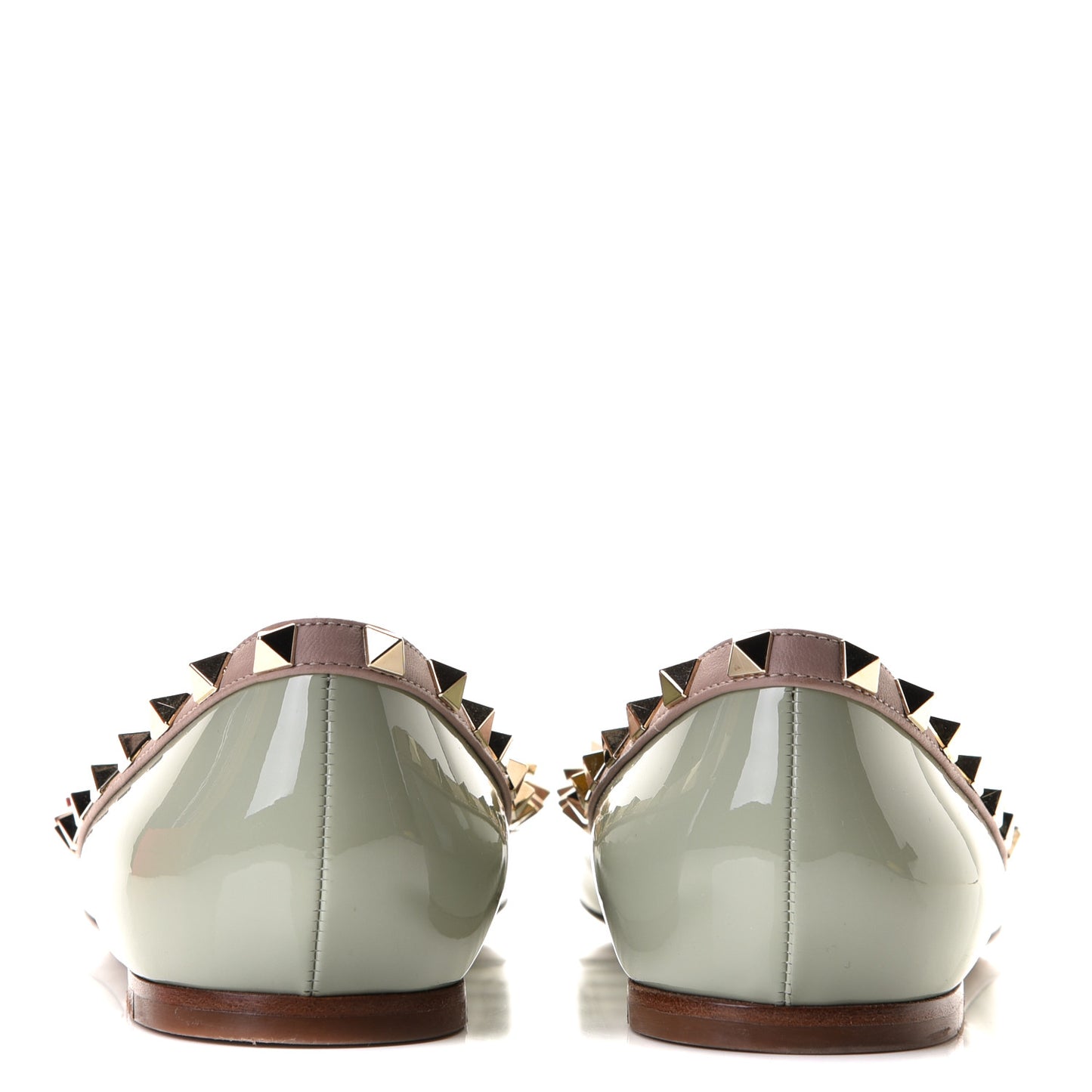 Patent Nappa Rockstud Ballerina Flats 40 Green Tea Sorbet Poudre