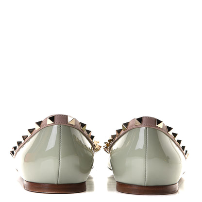 Valentino Garavani Patent Nappa Rockstud Ballerina Flats 40 Green Tea Sorbet Poudre 4 of 13