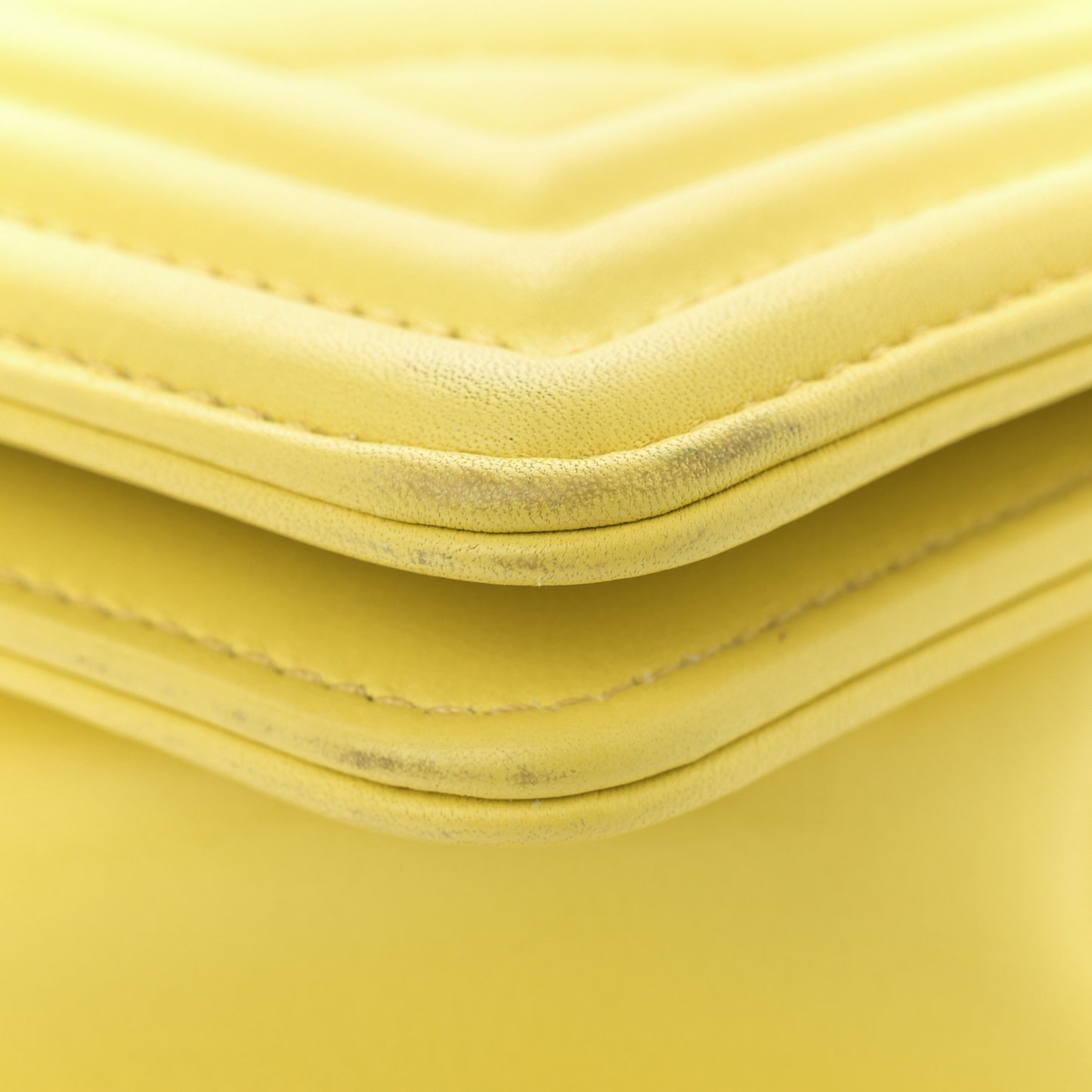 Calfskin Chevron Quilted Medium Boy Flap Yellow