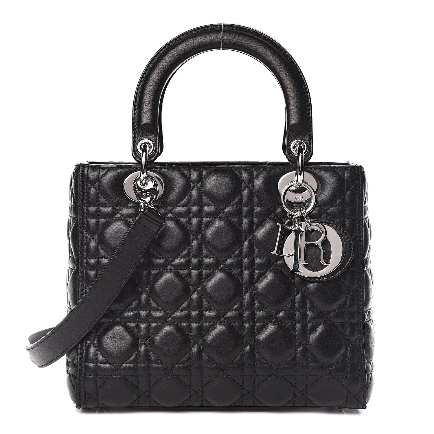 Christian Dior Lambskin Cannage Medium Lady Dior Black 1 of 16