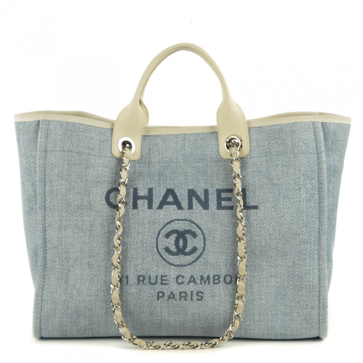 Chanel Canvas Deauville Large Tote Light Blue 1 of 9