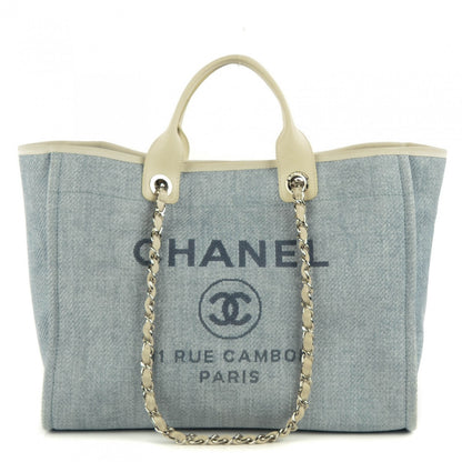 Chanel Canvas Deauville Large Tote Light Blue 1 of 9