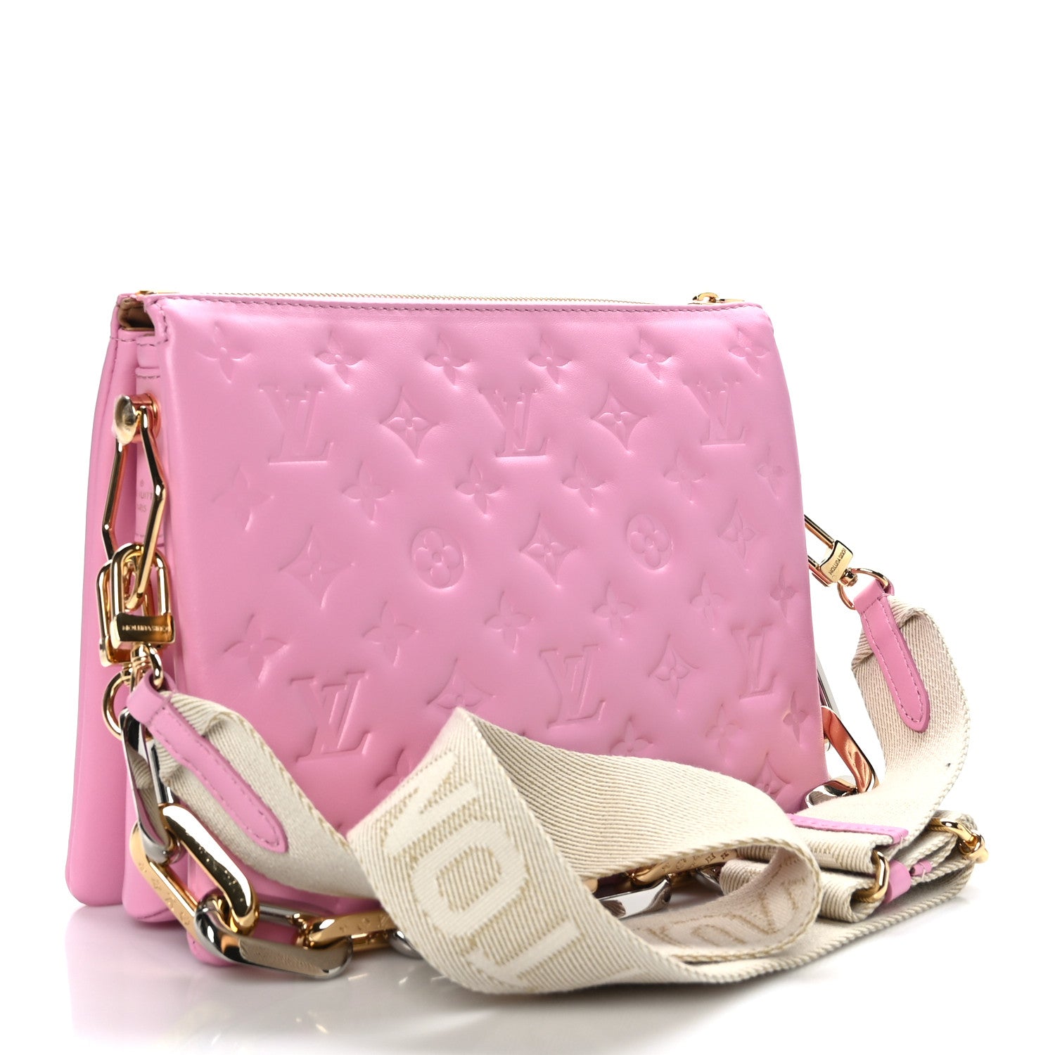 Louis Vuitton Lambskin Embossed Monogram Coussin PM Rose Bonbon 3 of 8