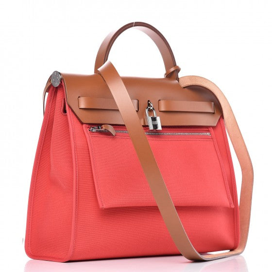 Hermes Vache Hunter Toile Herbag Zip 31 PM Bougainvillea 5 of 11