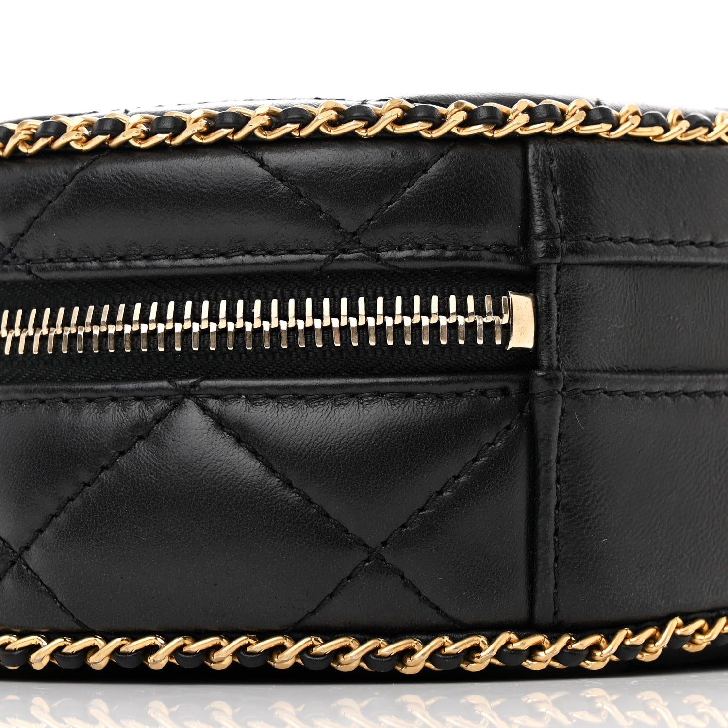 Chanel Lambskin Quilted Chain CC Round Clutch With Chain Black 9 of 10