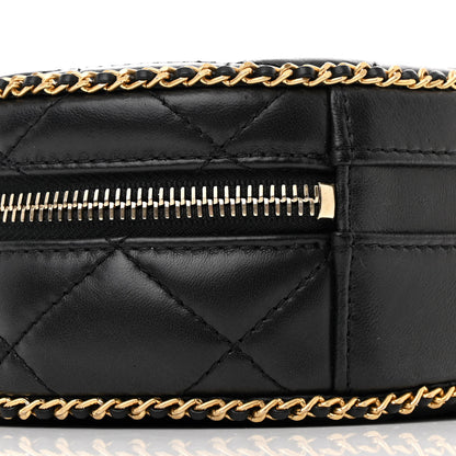 Chanel Lambskin Quilted Chain CC Round Clutch With Chain Black 9 of 10