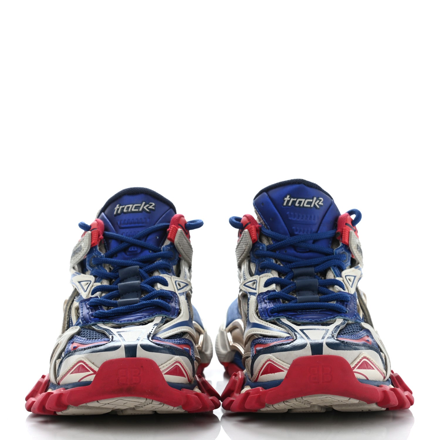Balenciaga Rubber Mesh Bi-Color Womens Track.2 Open Sneakers 35 Beige Blue Red 2 of 17
