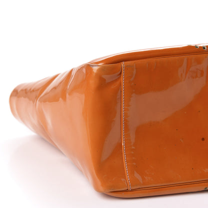 Chanel Patent Perforated CC Shopping Tote Orange 7 of 19