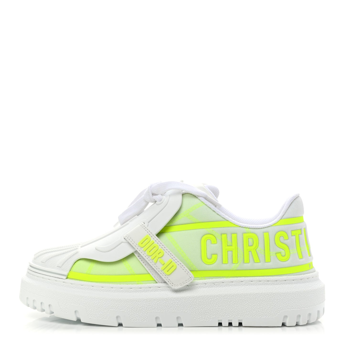 Reflective Fabric Shaded Dior-ID Platform Sneakers 37.5 Yellow Fluo