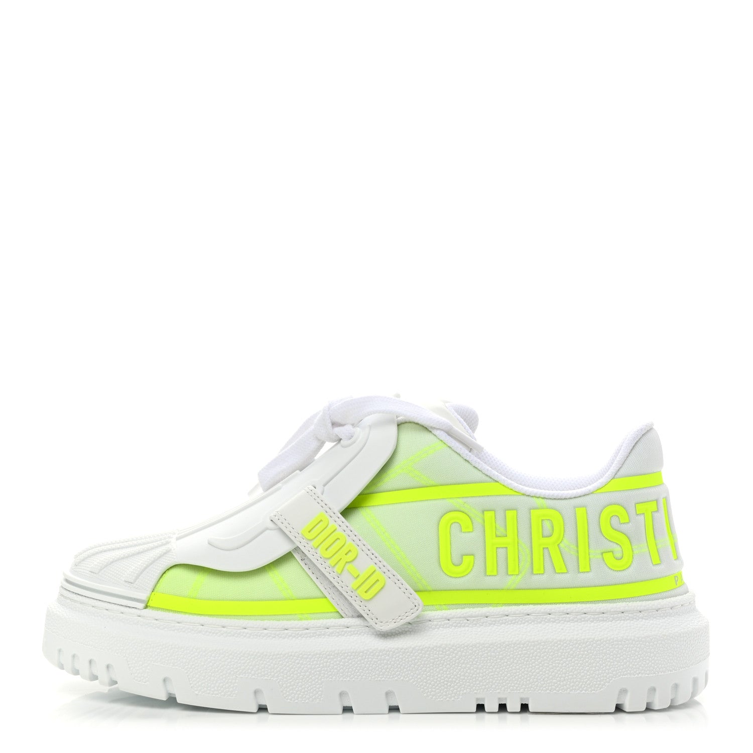 Christian Dior Reflective Fabric Shaded Dior-ID Platform Sneakers 37.5 Yellow Fluo 1 of 8