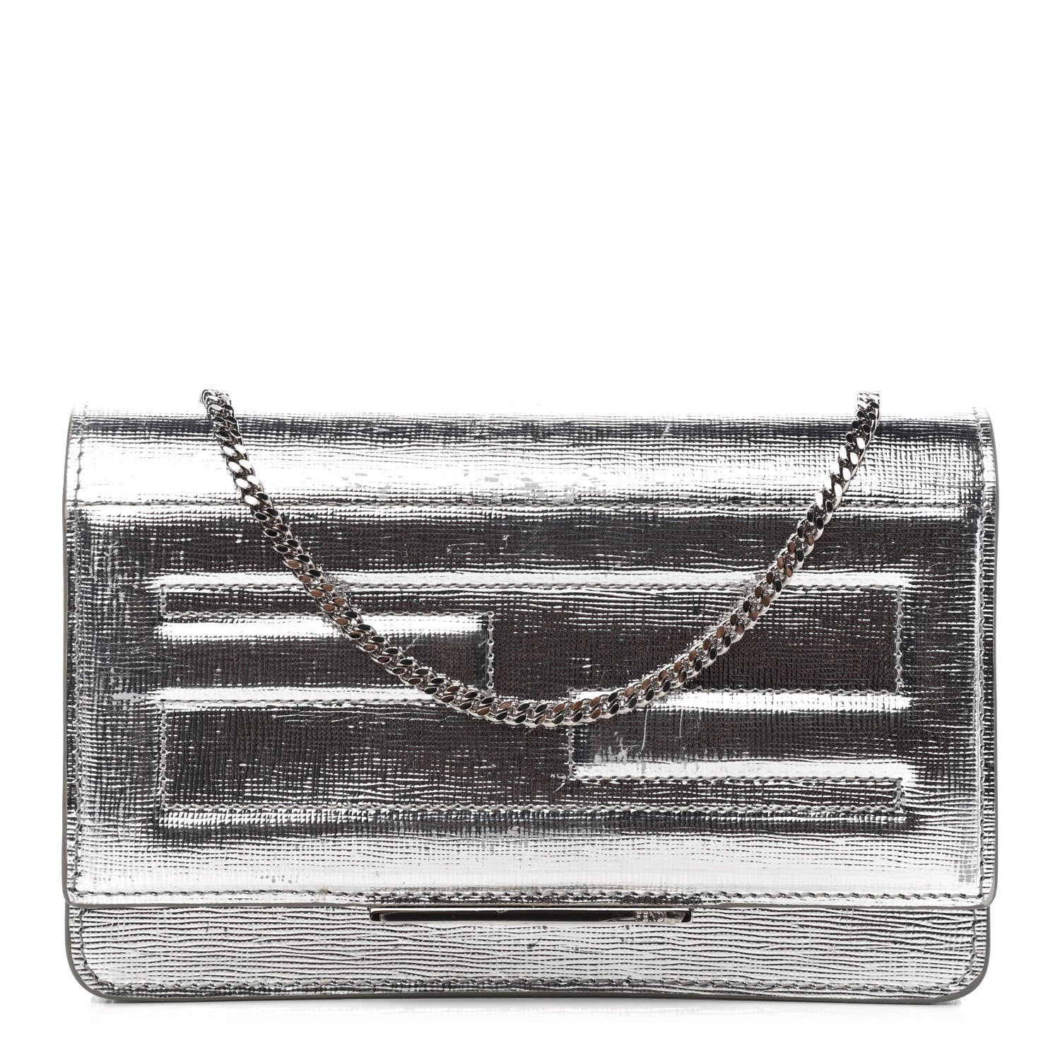 Fendi Vitello Mirror Elite Tube Wallet on Chain Silver 1 of 10