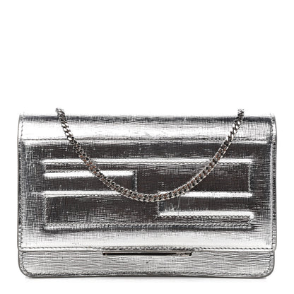Fendi Vitello Mirror Elite Tube Wallet on Chain Silver 1 of 10