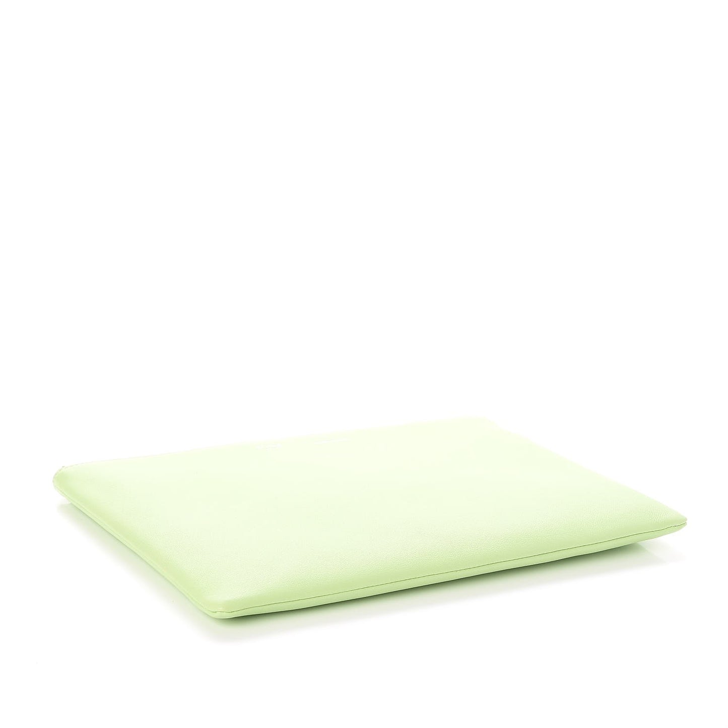 Plastic Bag with Cloudy Lambskin Solo Zip Pouch Clutch Lime