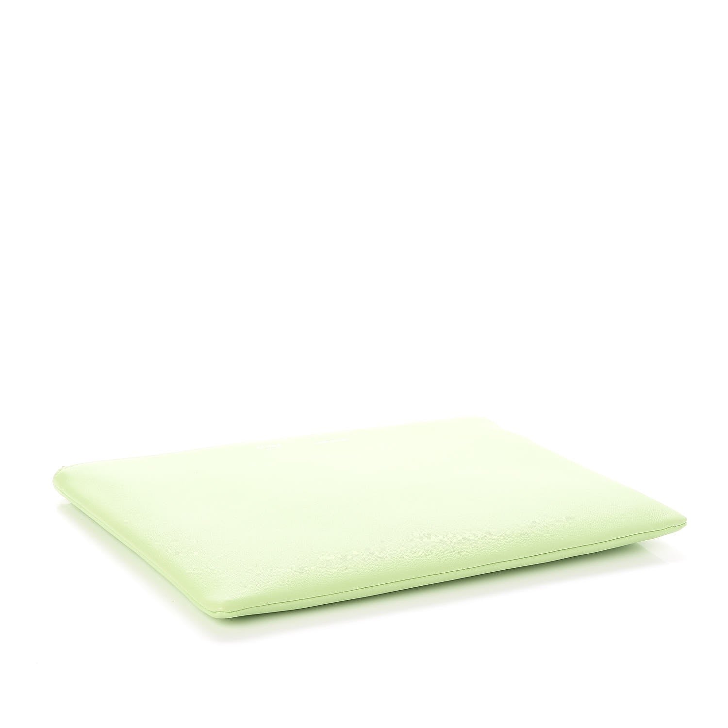 Celine Plastic Bag with Cloudy Lambskin Solo Zip Pouch Clutch Lime 8 of 12