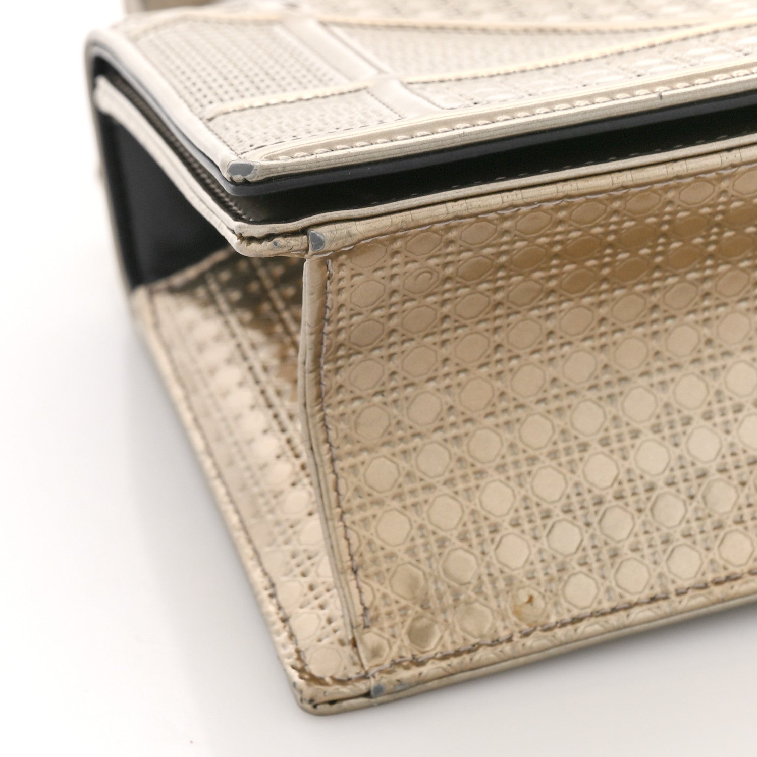 Christian Dior Metallic Patent Micro-Cannage Medium Diorama Flap Bag Gold 7 of 8