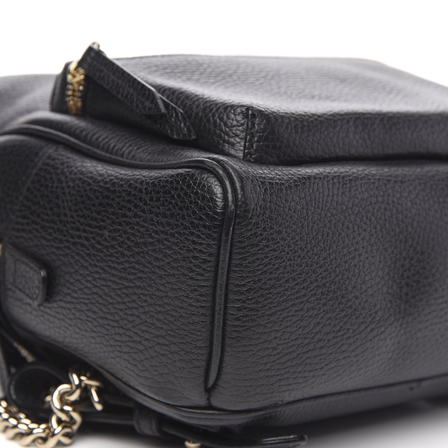 Pebbled Calfskin Soho Chain Backpack Black
