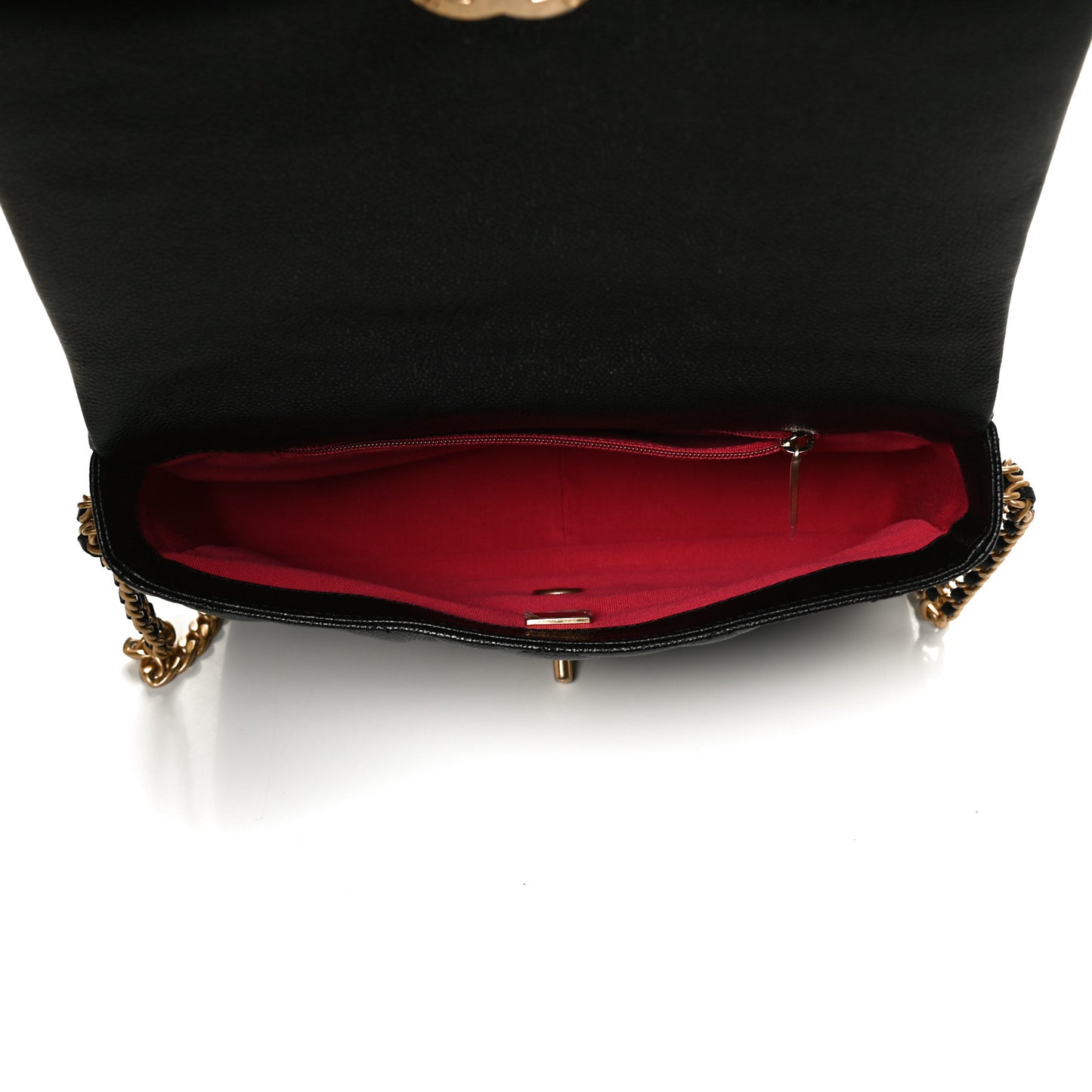 Shiny Caviar Quilted Large Chain Melody Flap Black