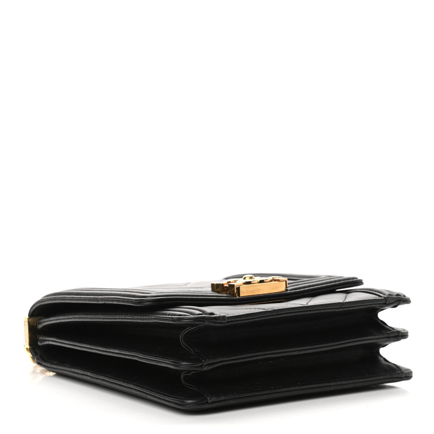 Chanel Calfskin Chrevron Quilted North South Boy Flap Black 4 of 10
