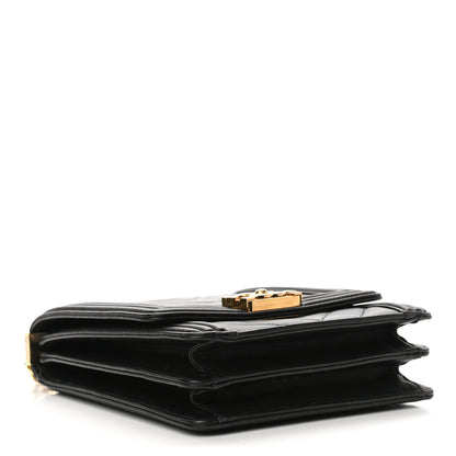 Chanel Calfskin Chrevron Quilted North South Boy Flap Black 4 of 10