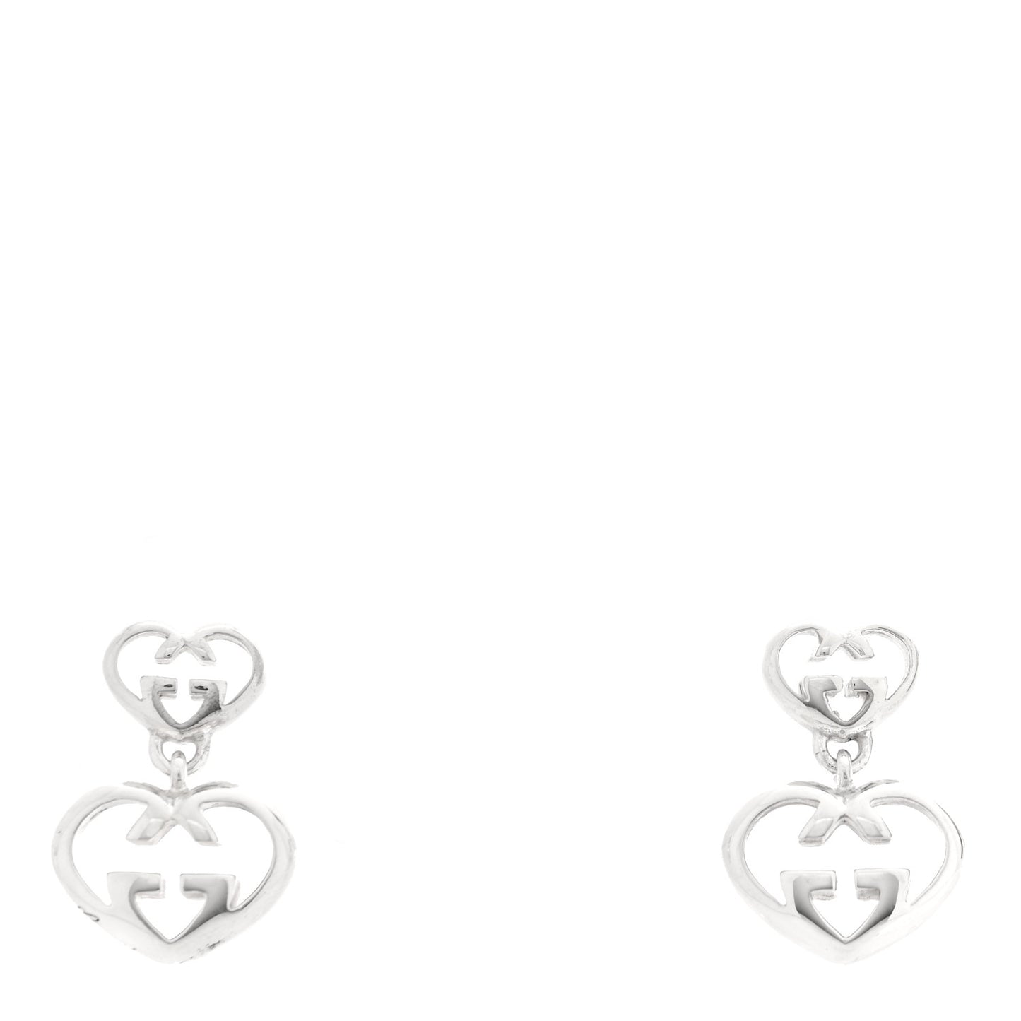 Sterling Silver Britt Double Heart Drop Earrings