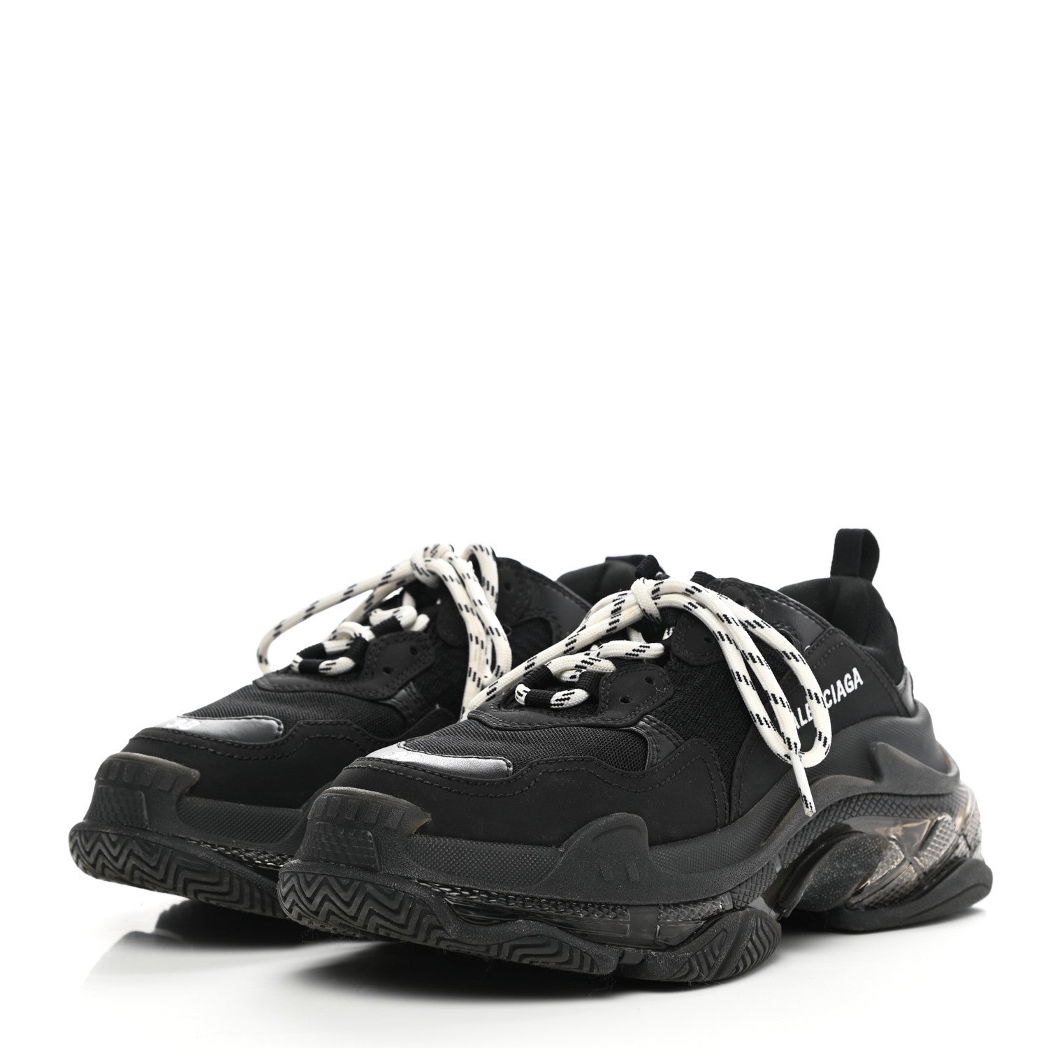 Balenciaga Fabric Mesh Clear Sole Womens Triple S Sneakers 38 Black 3 of 10