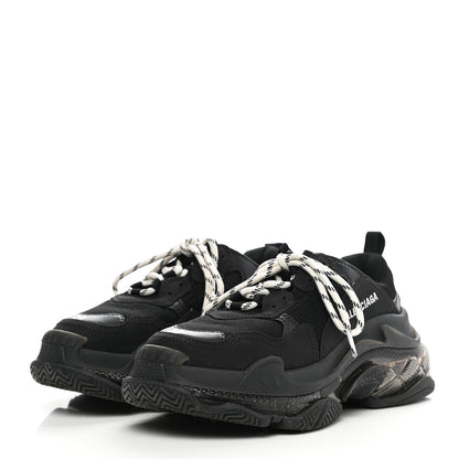 Balenciaga Fabric Mesh Clear Sole Womens Triple S Sneakers 38 Black 3 of 10