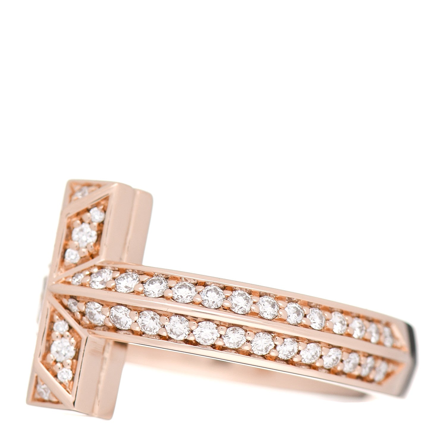 Tiffany 18K Rose Gold Diamond Wide T T1 Ring 58 8.5 3 of 6