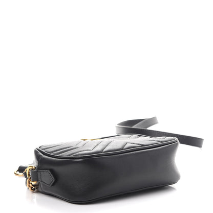 Gucci Calfskin Matelasse Mini GG Marmont Chain Shoulder Bag Black 4 of 8