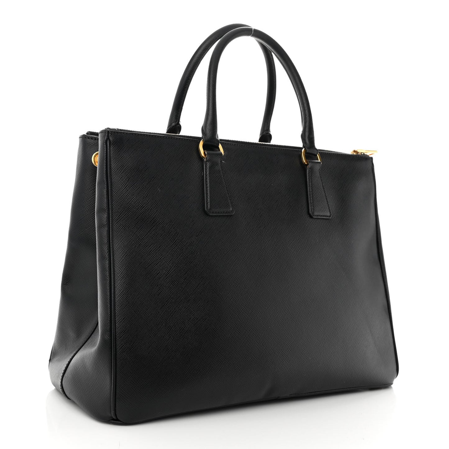 Saffiano Medium Galleria Double Zip Tote Black