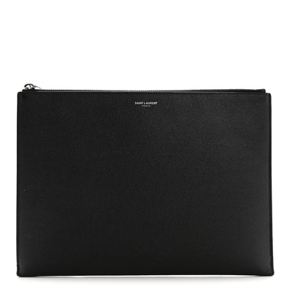 Saint Laurent Grain De Poudre Zipped Tablet Holder Black 1 of 7