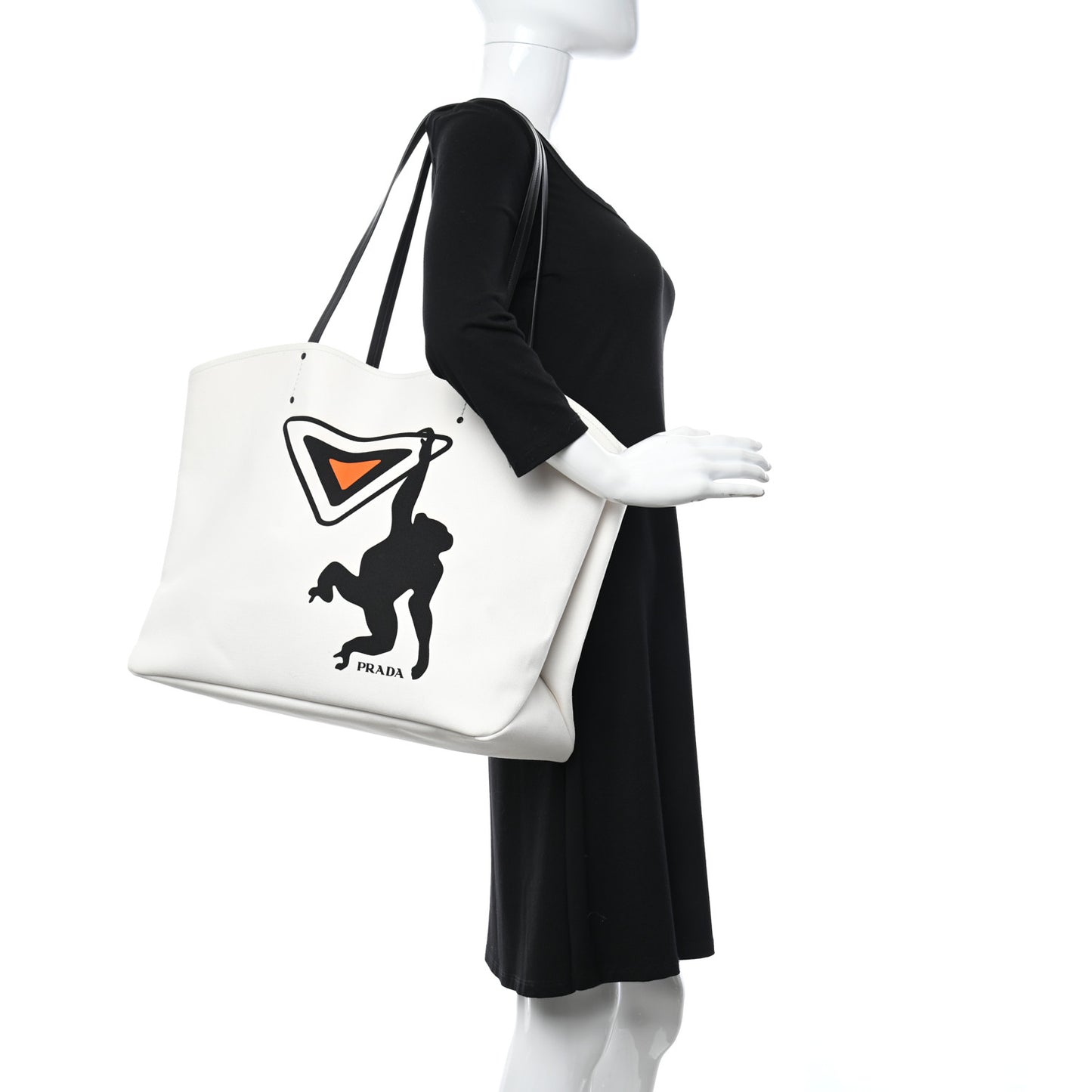 Canapa Monkey Print Large Soft Tote White