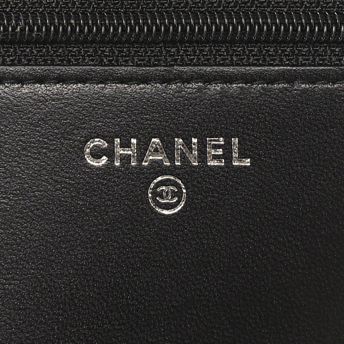 Calfskin Painted Chevron Embossed Boy Wallet On Chain WOC Black