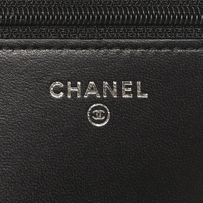 Chanel Calfskin Painted Chevron Embossed Boy Wallet On Chain WOC Black 6 of 11