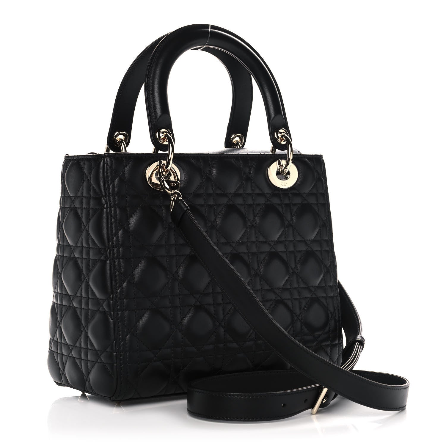 Christian Dior Lambskin Cannage Medium Lady Dior Black 3 of 14
