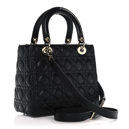 Christian Dior Lambskin Cannage Medium Lady Dior Black 3 of 14