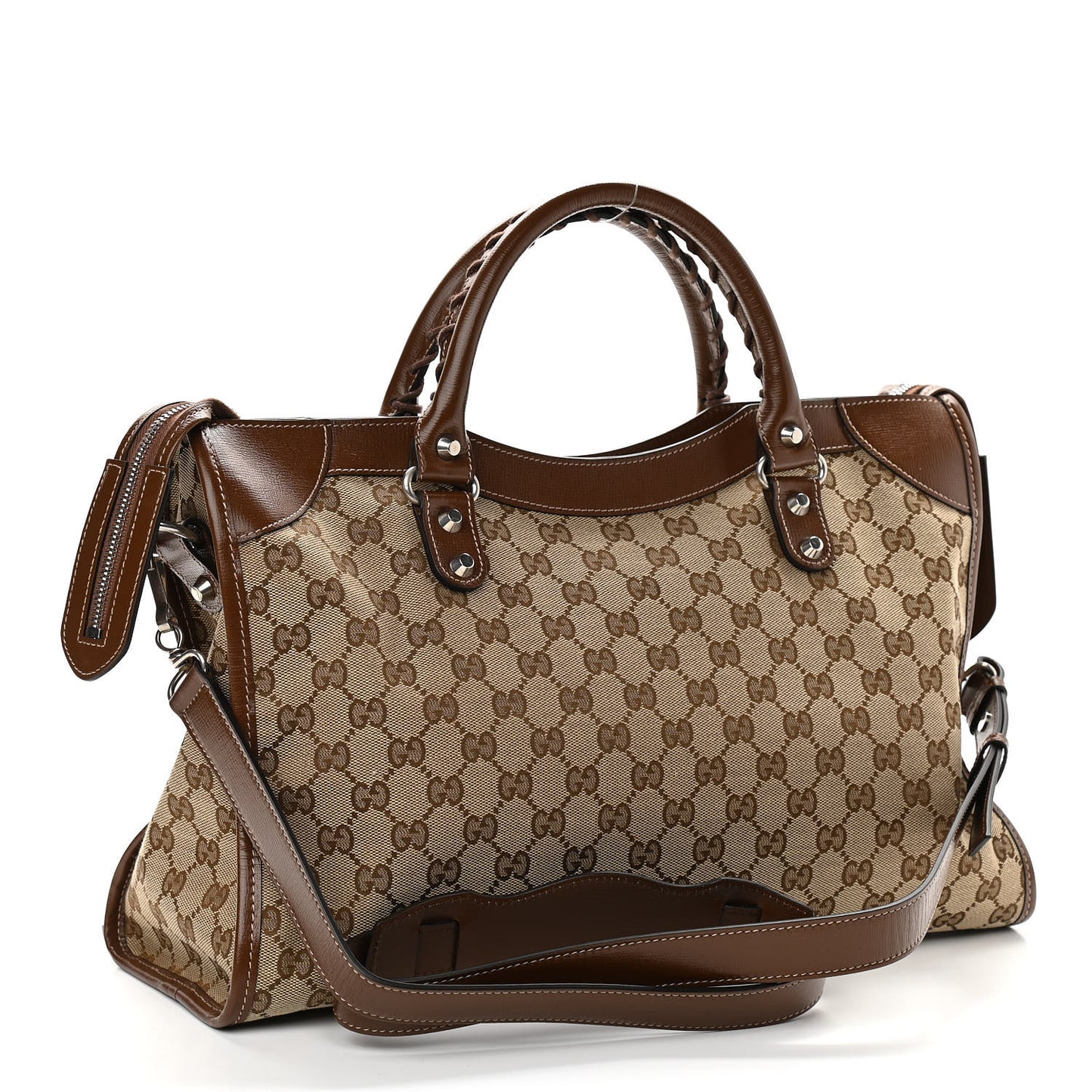 X GUCCI GG Monogram Azalea Calfskin Neo Classic Silver Hardware Medium City Beige Ebony Brown Sugar