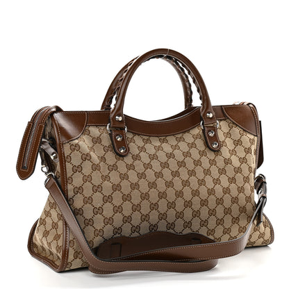 Balenciaga X GUCCI GG Monogram Azalea Calfskin Neo Classic Silver Hardware Medium City Beige Ebony Brown Sugar 3 of 10