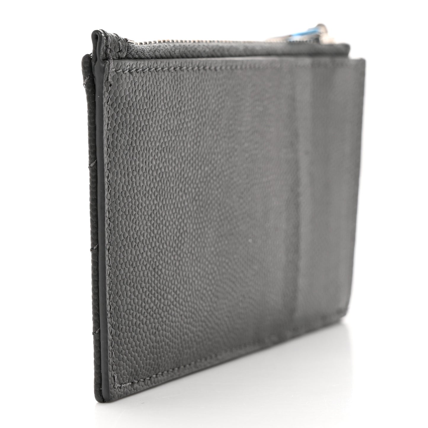 Grain De Poudre Matelasse Chevron Monogram Fragments Zippered Card Case Coal